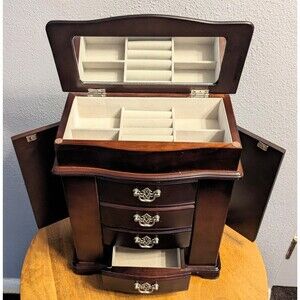 Croft & Barrow Jewelry Organizer Armoire 7 Compartments Necklace Closet Mirror